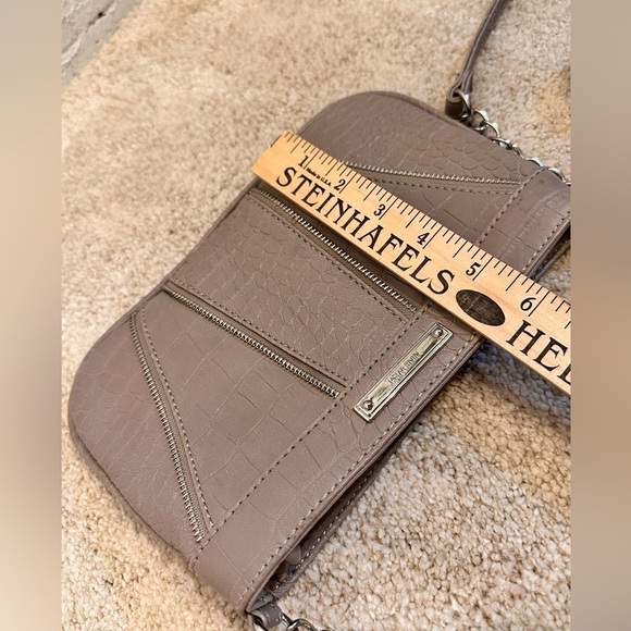 Nine West Taupe Alligator Print Crossbody Purse with Silver Metal Accents - Picture 9 of 11